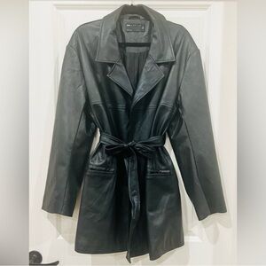 🎉SALE🎉 NWOT ASOS Design Faux Leather Belted Jacket - Black - 14